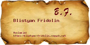 Blistyan Fridolin névjegykártya